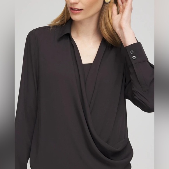 Chico's Black Draped Blouse - Picture 4 of 4